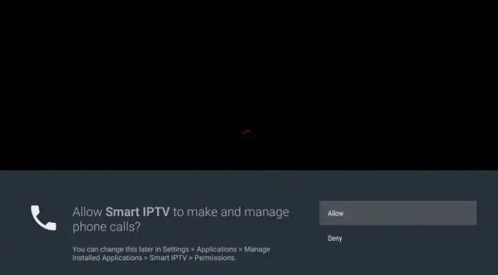 Klicka på Tillåt för att fortsätta installationsprocessen efter att ha startat Smart IPTV